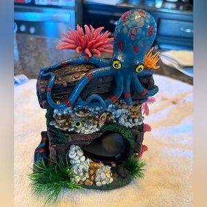 Aquarium Decor with Blue Octopus